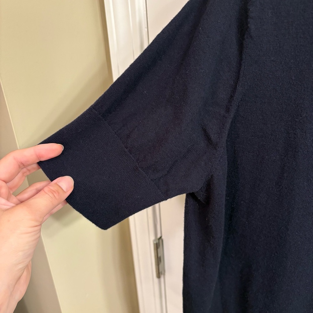 LOFT navy blue short sleeved crew neck cardigan, 100% cotton, lightweight, XXL - Picture 5 of 5